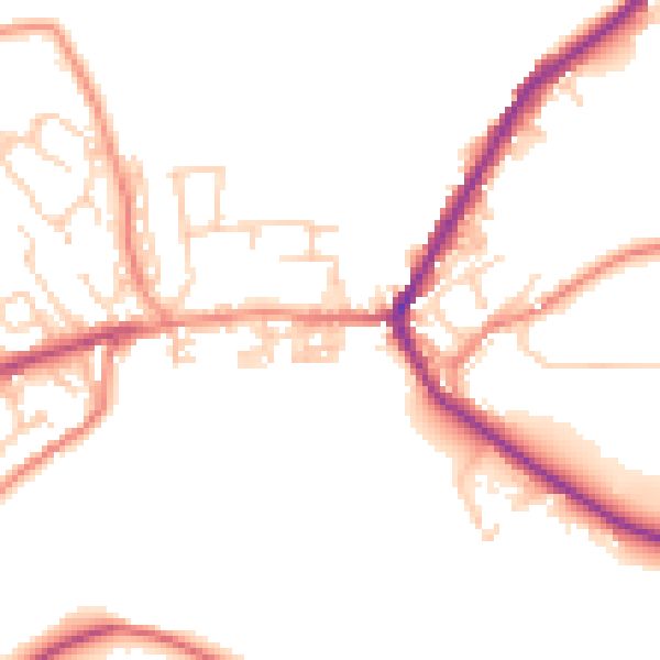Daytime road noise heatmap for BD22 9DY