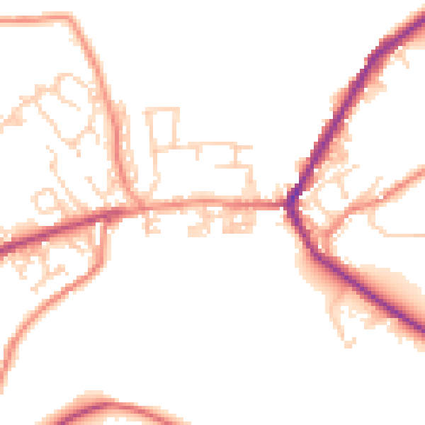 Daytime road noise heatmap for BD22 9ED