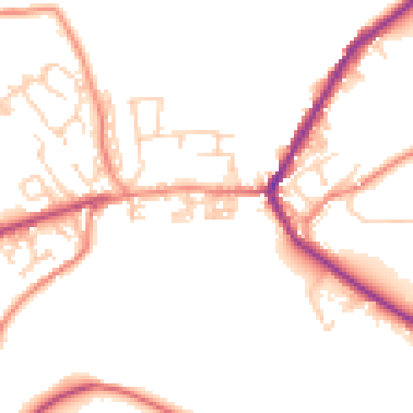 Daytime road noise heatmap for BD22 9EE