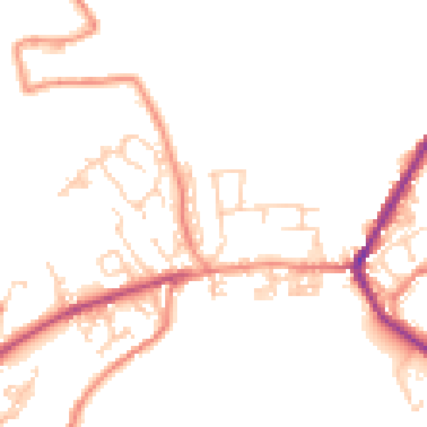 Daytime road noise heatmap for BD22 9EN