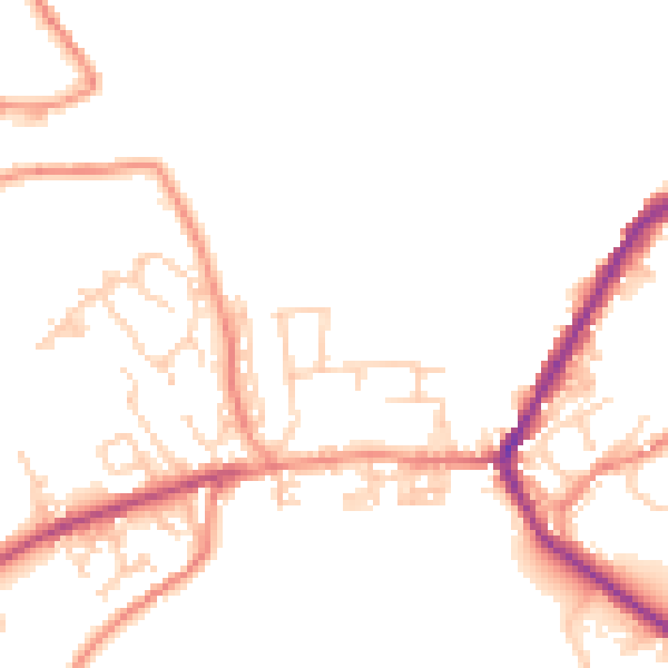 Daytime road noise heatmap for BD22 9HA