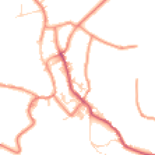 Daytime road noise heatmap for BD22 9HQ