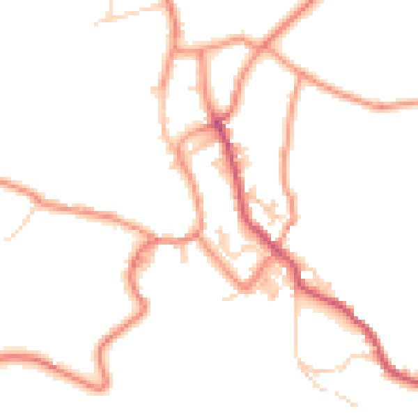 Daytime road noise heatmap for BD22 9LL