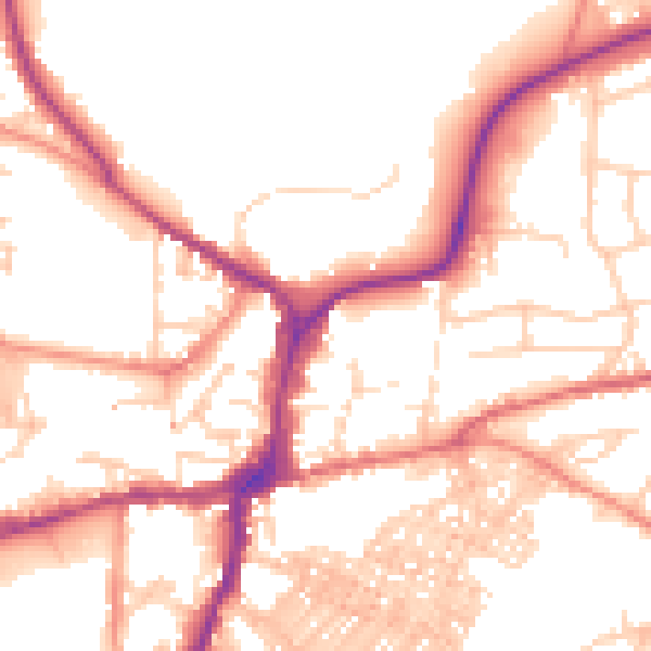 Daytime road noise heatmap for BD23 1AJ
