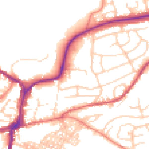 Daytime road noise heatmap for BD23 1AS
