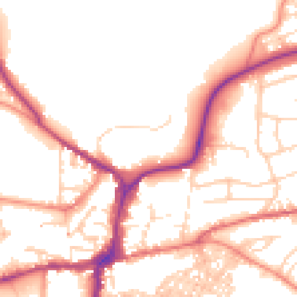 Daytime road noise heatmap for BD23 1AW