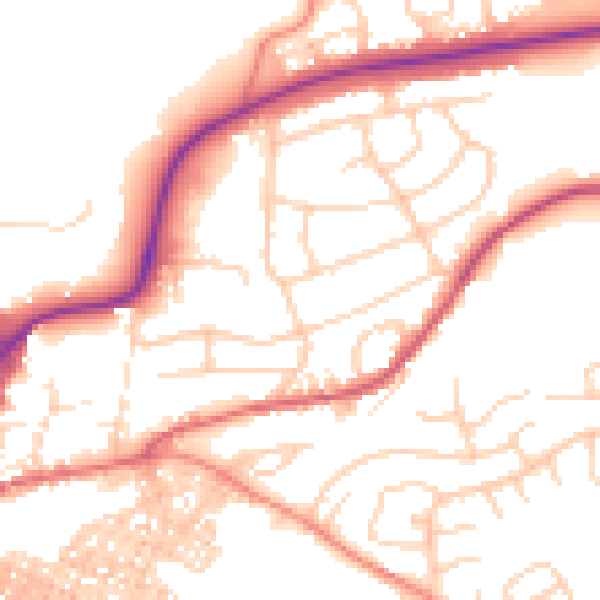 Daytime road noise heatmap for BD23 1AX