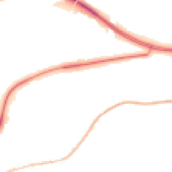 Night-time road noise heatmap for BD23 1BD