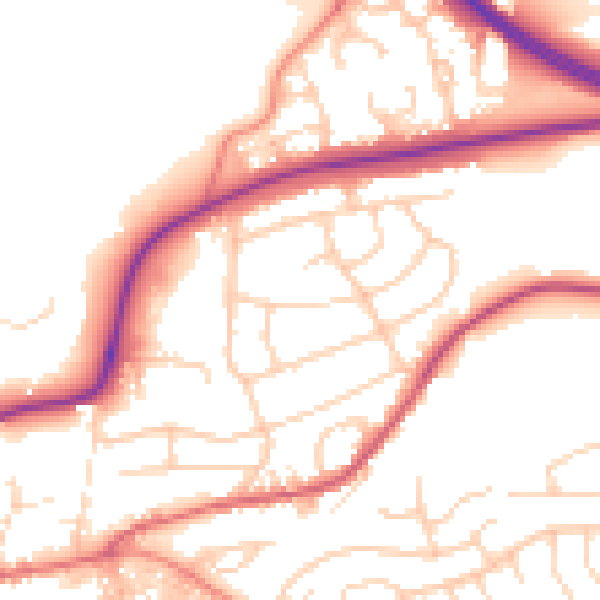 Daytime road noise heatmap for BD23 1BG