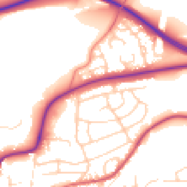 Daytime road noise heatmap for BD23 1BH