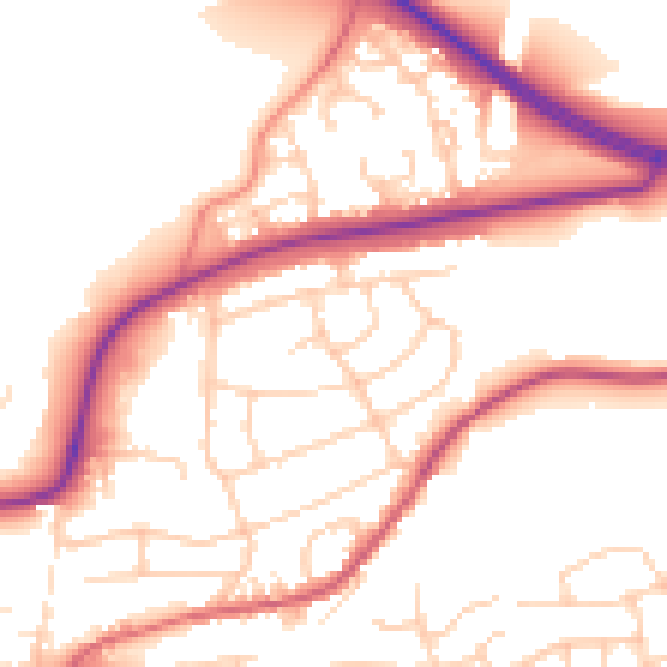 Daytime road noise heatmap for BD23 1BJ