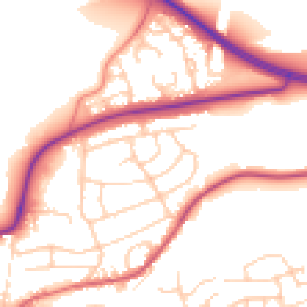 Daytime road noise heatmap for BD23 1BN