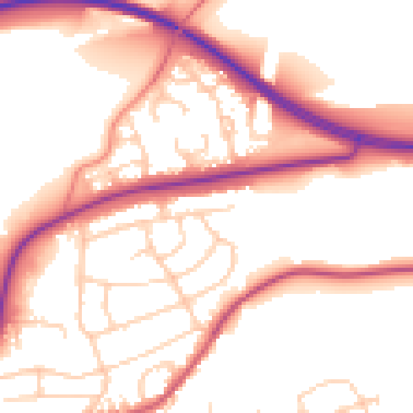 Daytime road noise heatmap for BD23 1BP