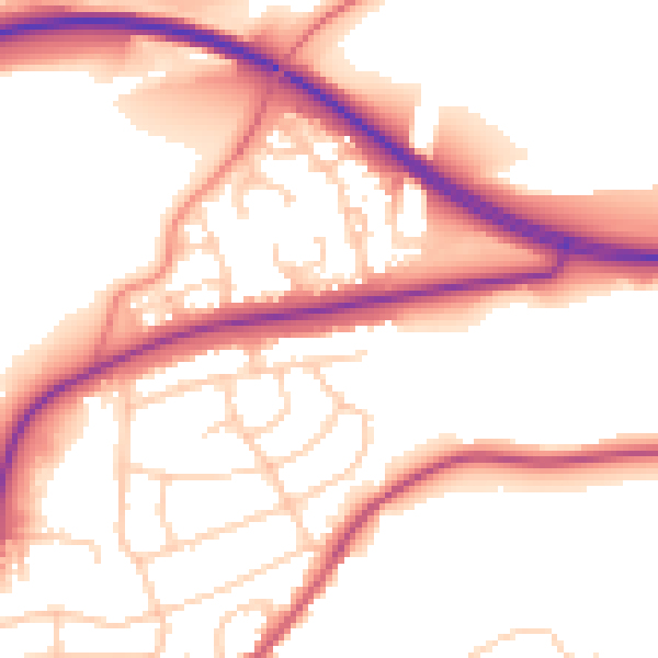Daytime road noise heatmap for BD23 1BU