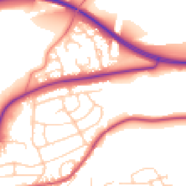 Daytime road noise heatmap for BD23 1BW