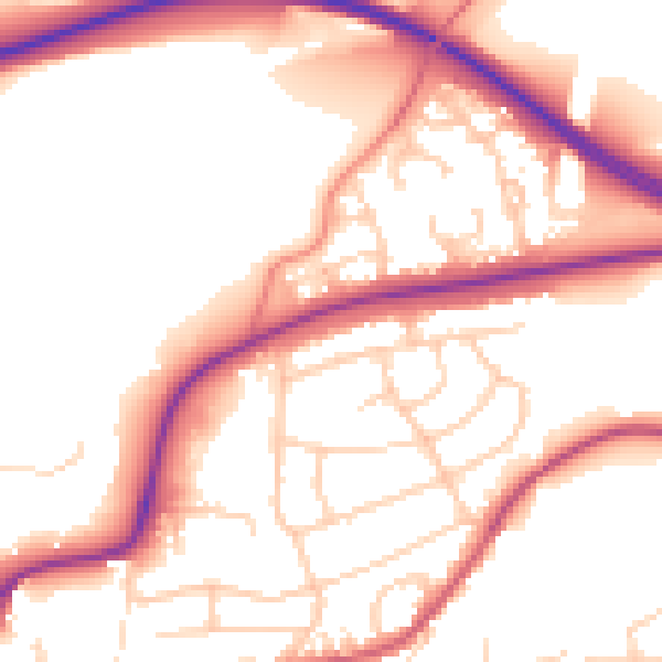 Daytime road noise heatmap for BD23 1BX