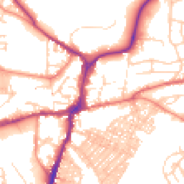 Daytime road noise heatmap for BD23 1DG