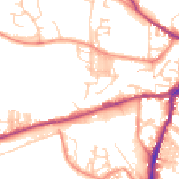 Daytime road noise heatmap for BD23 1DQ