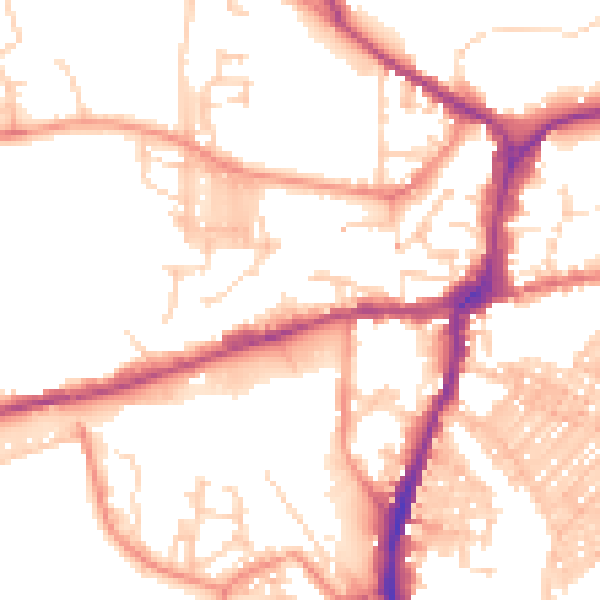 Daytime road noise heatmap for BD23 1DR