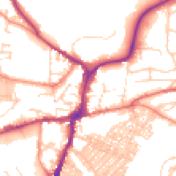 Daytime road noise heatmap for BD23 1DT
