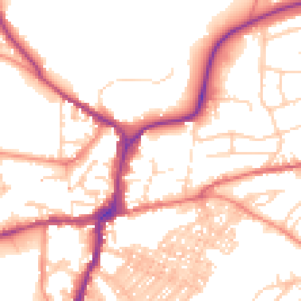 Daytime road noise heatmap for BD23 1DX