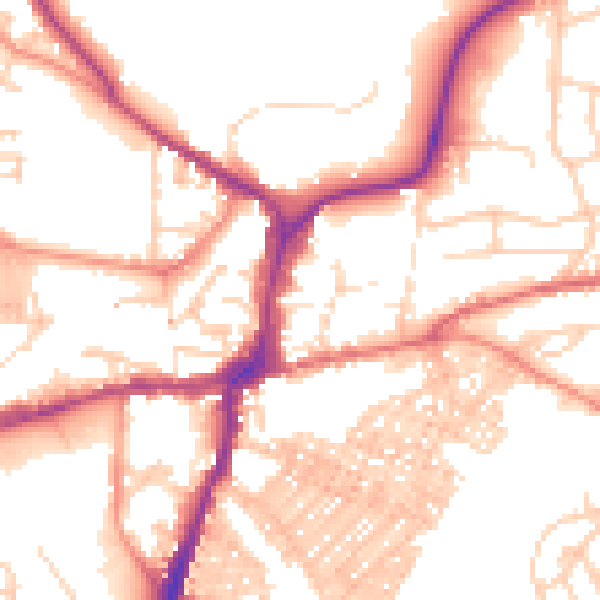 Daytime road noise heatmap for BD23 1DY