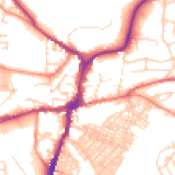 Daytime road noise heatmap for BD23 1DZ
