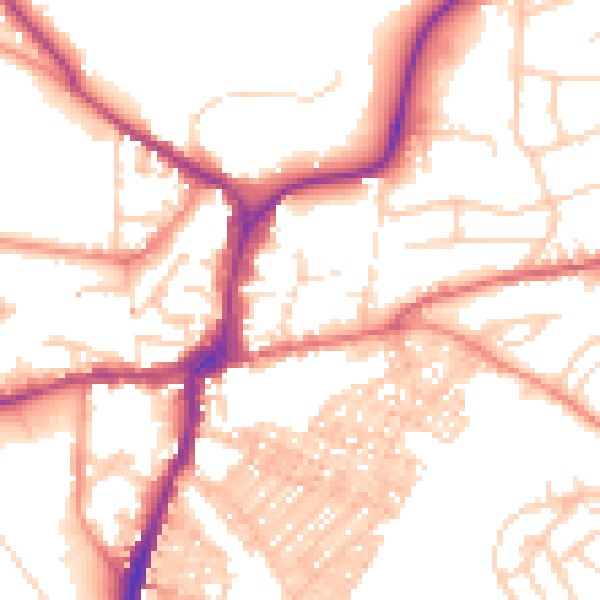 Daytime road noise heatmap for BD23 1EH
