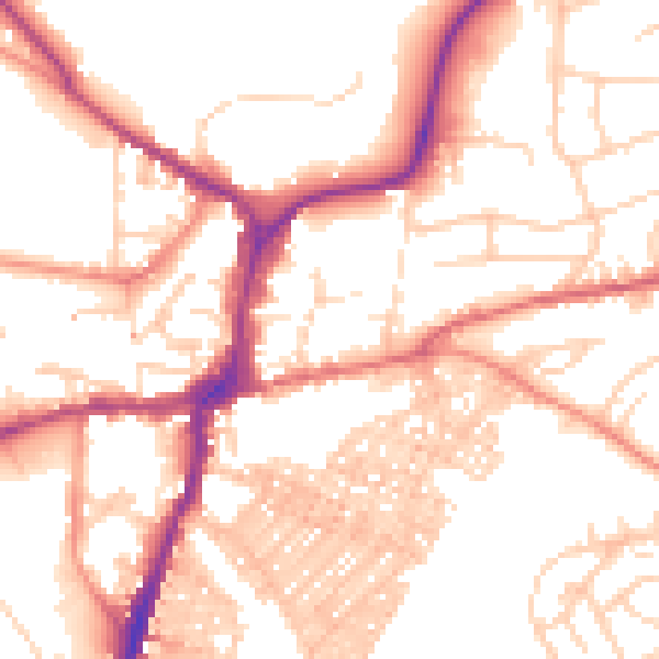 Daytime road noise heatmap for BD23 1EJ