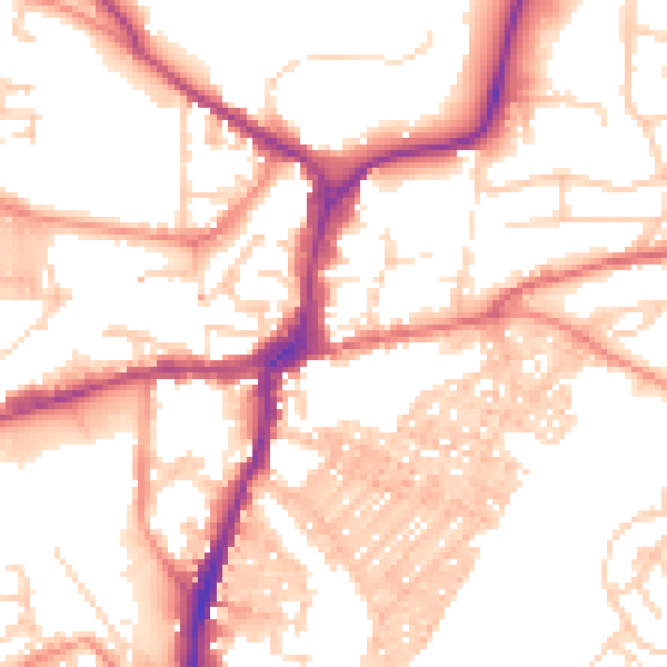Daytime road noise heatmap for BD23 1FB