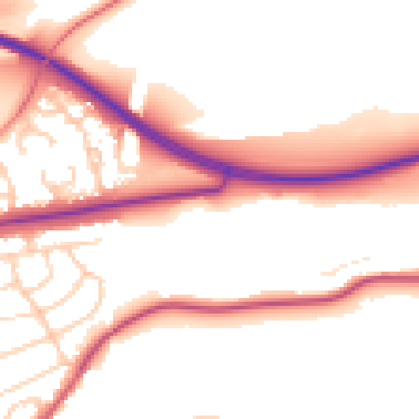 Daytime road noise heatmap for BD23 1FZ