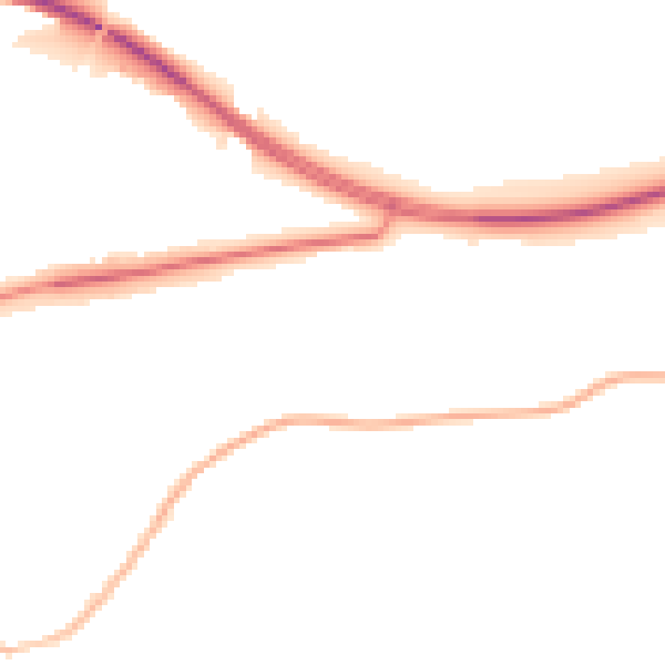 Night-time road noise heatmap for BD23 1GD