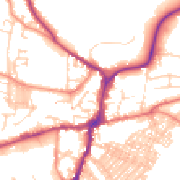 Daytime road noise heatmap for BD23 1JS