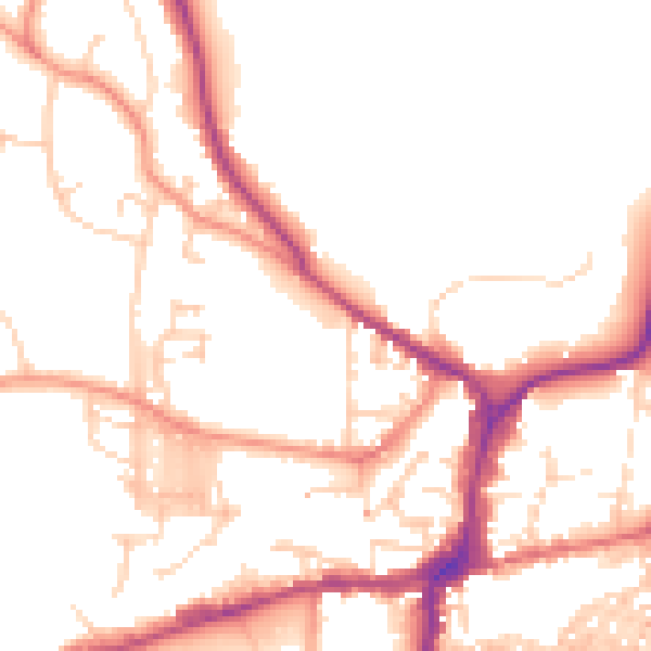 Daytime road noise heatmap for BD23 1NZ