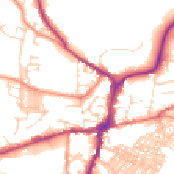 Daytime road noise heatmap for BD23 1PE