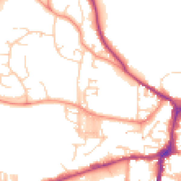 Daytime road noise heatmap for BD23 1QG