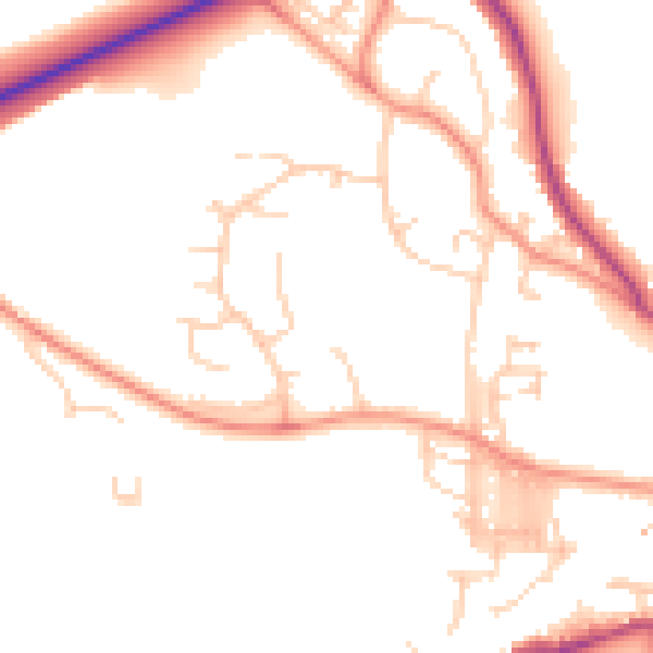 Daytime road noise heatmap for BD23 1QU