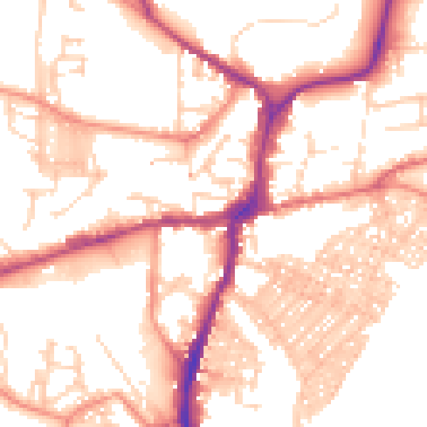 Daytime road noise heatmap for BD23 1RD
