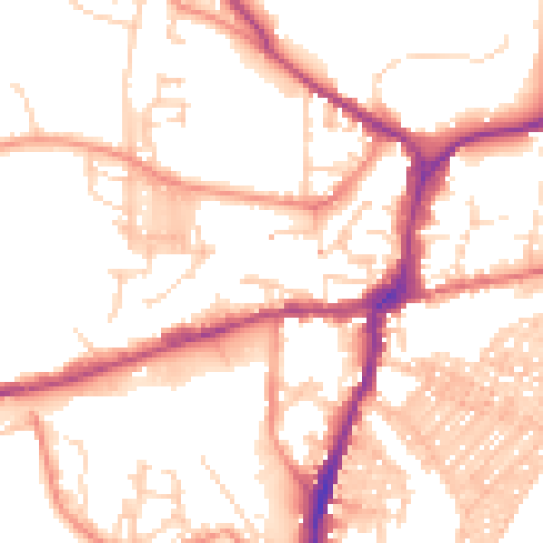 Daytime road noise heatmap for BD23 1RJ