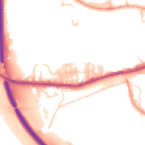 Daytime road noise heatmap for BD23 1SU