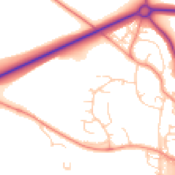 Daytime road noise heatmap for BD23 1TY