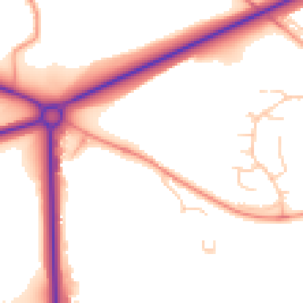 Daytime road noise heatmap for BD23 1UB