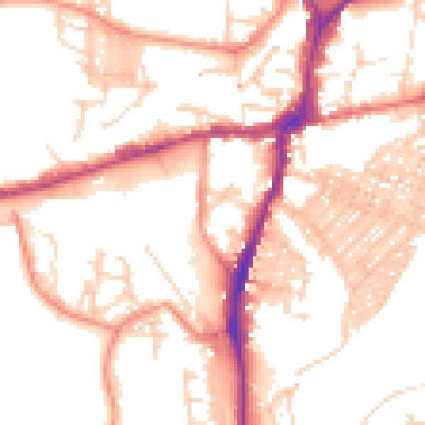 Daytime road noise heatmap for BD23 2AJ