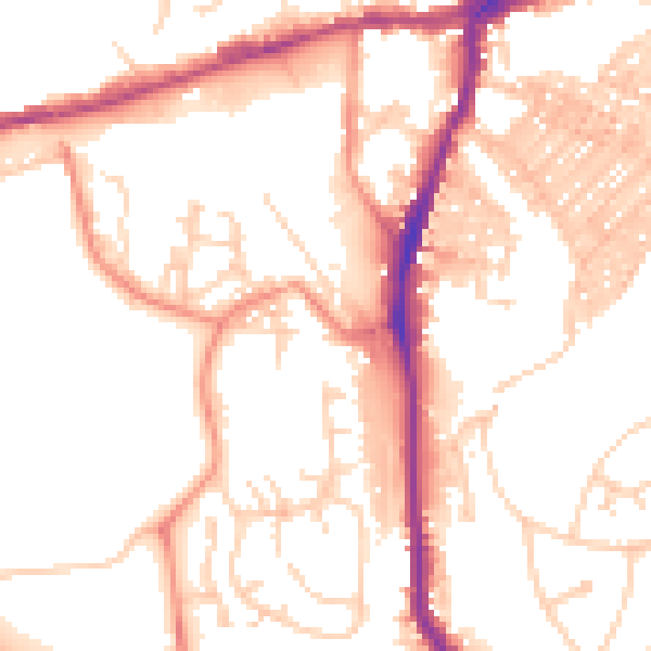 Daytime road noise heatmap for BD23 2AU