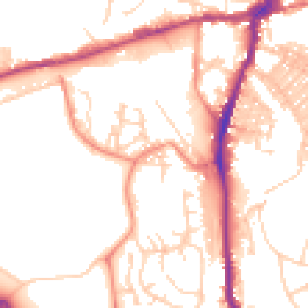 Daytime road noise heatmap for BD23 2AY