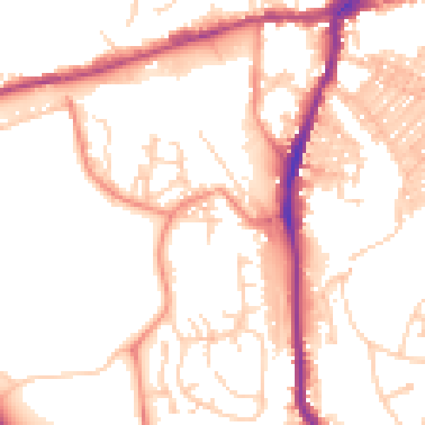 Daytime road noise heatmap for BD23 2BD