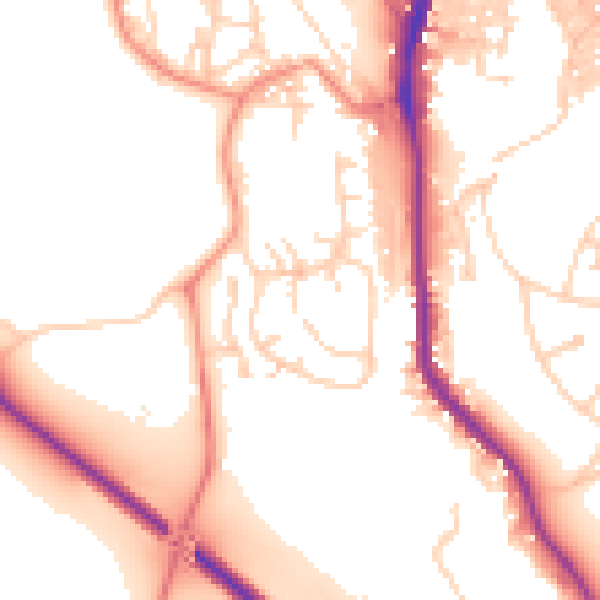 Daytime road noise heatmap for BD23 2BN