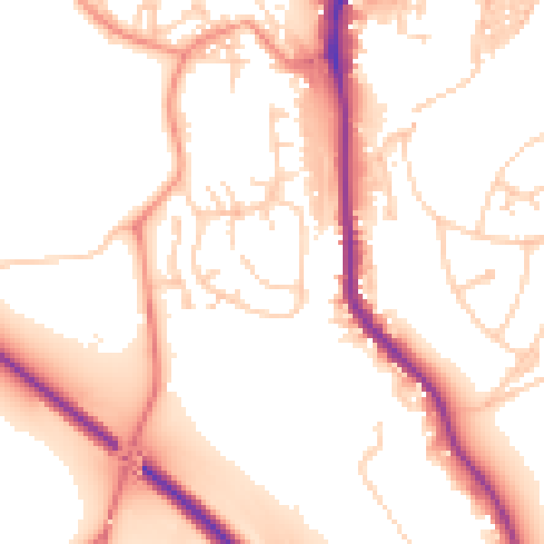 Daytime road noise heatmap for BD23 2BX
