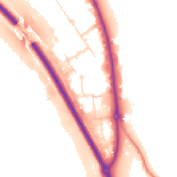 Daytime road noise heatmap for BD23 2DD