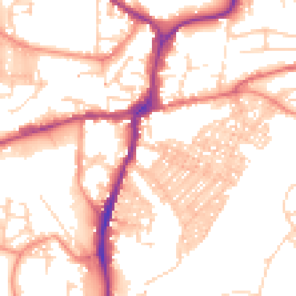 Daytime road noise heatmap for BD23 2DW
